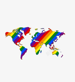 彩虹色世界地图矢量图素材
