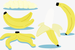 黄色的香蕉皮黄色香蕉矢量图高清图片
