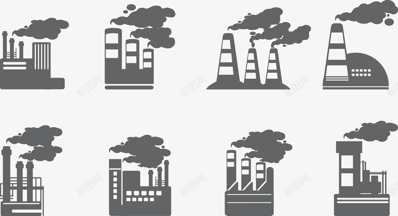 城市污染集合png免抠素材_新图网 https://ixintu.com 城市 排烟 污染 集合