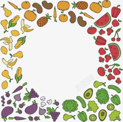 果蔬彩虹彩虹色卡通食物花纹矢量图高清图片