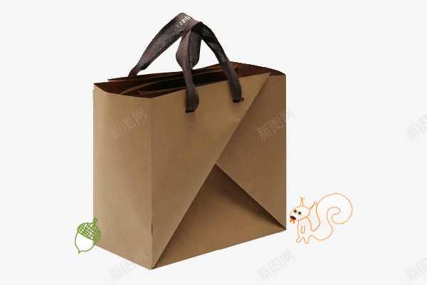 购物纸袋png免抠素材_新图网 https://ixintu.com 小松鼠 榛子 牛皮纸 纸袋