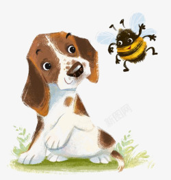 蜜蜂插画小狗和蜜蜂高清图片