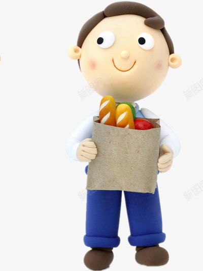 包着零食的男子png免抠素材_新图网 https://ixintu.com 人物 灰色 纸袋 面包