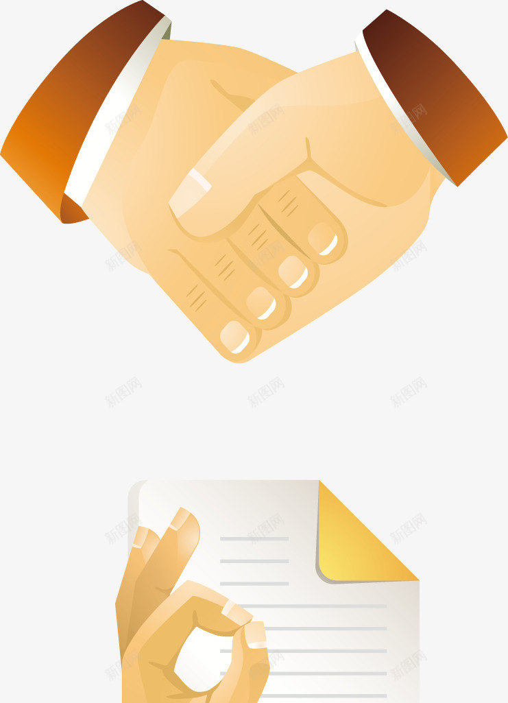 创意商务合作合同图png免抠素材_新图网 https://ixintu.com 合同 商务 图纸 握手