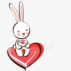 情书插画卡通拿着情书的小兔子矢量图高清图片