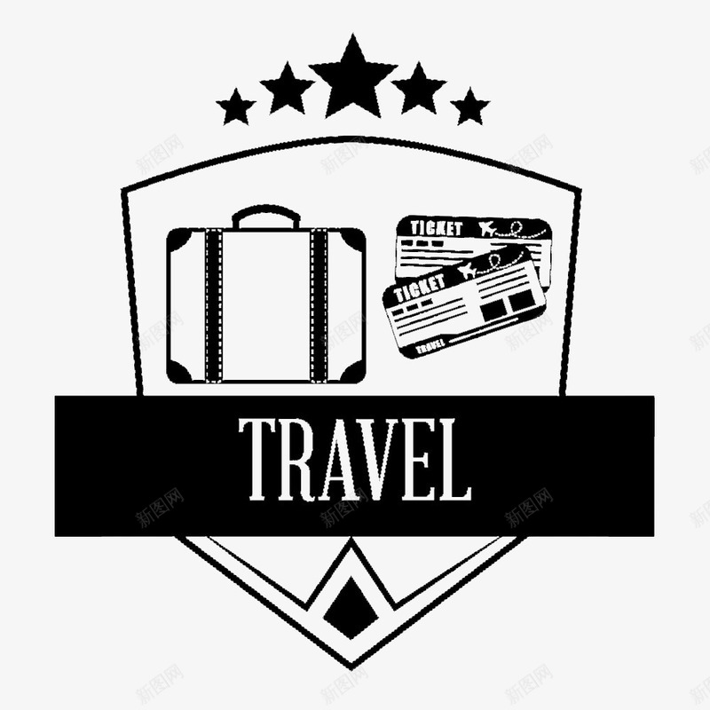 黑色旅行箱与机票png免抠素材_新图网 https://ixintu.com 度假 旅行箱 机票