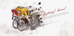 红衣骑自行车的人骑自行车手绘创意运动插画p高清图片