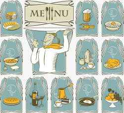 面包菜单单页卡通西餐菜单高清图片