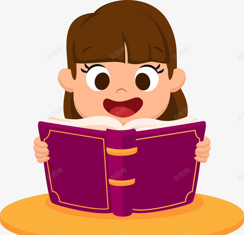 紫色卡通读书女孩png免抠素材_新图网 https://ixintu.com 世界读书日 大笑女生 学习 教育 文化 知识 读书女孩