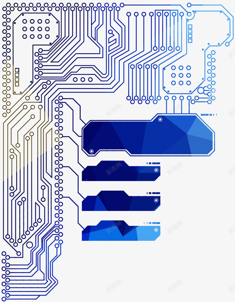 蓝色电流科技底纹png免抠素材_新图网 https://ixintu.com 电流回路 电路线条 线路 蓝色科技