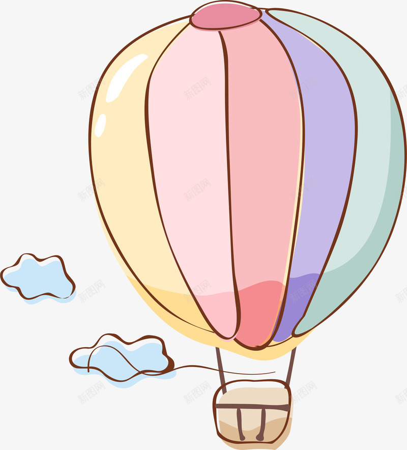 卡通热气球png免抠素材_新图网 https://ixintu.com AI 云朵 卡通 天空 手绘 抓气球的熊 插画 气球 热气球 白云 空气球 线条 飞翔