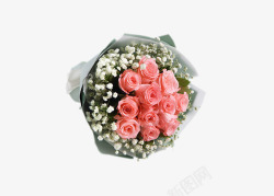 11枝戴安娜粉玫瑰满天星花束高清图片