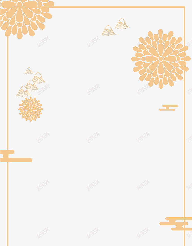 金色花朵节日海报边框psd_新图网 https://ixintu.com 海报 祥云 节日 花朵 装饰 边框 金色