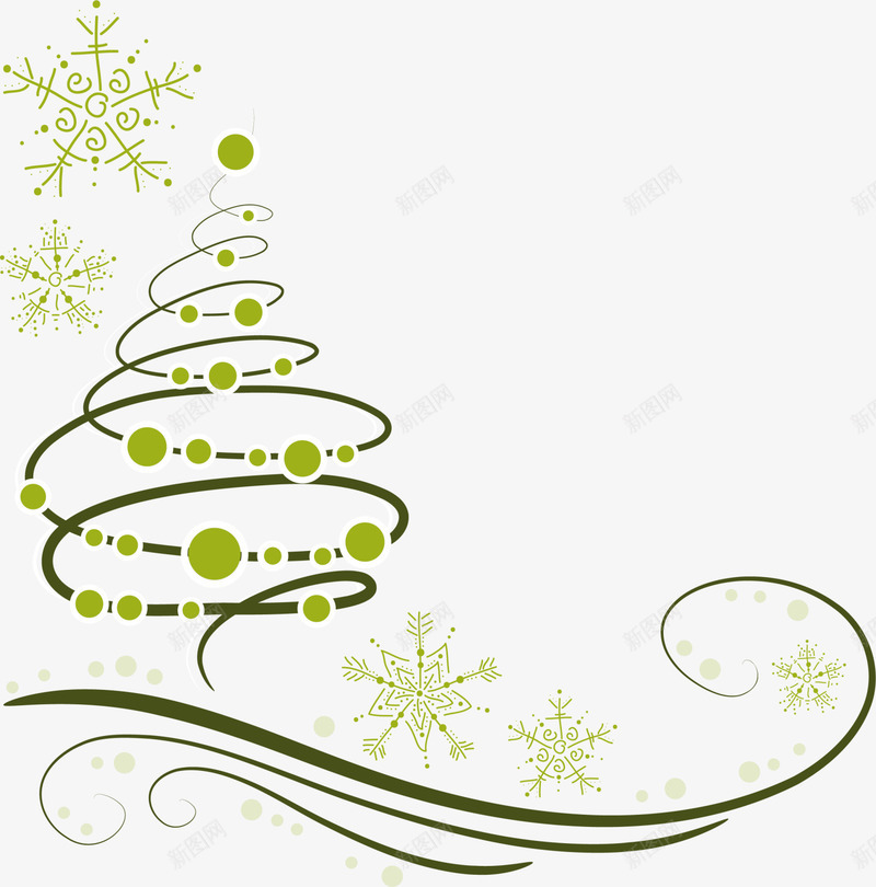 绿色线条圣诞树png免抠素材_新图网 https://ixintu.com 冬天雪花 冬季 圣诞快乐 圣诞节 绿色树木 装饰图案