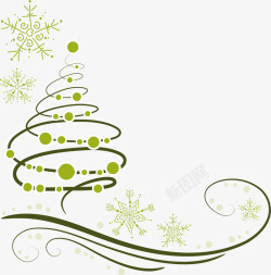 绿色线条圣诞树素材
