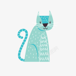 蓝色小猫卡通动物矢量图素材