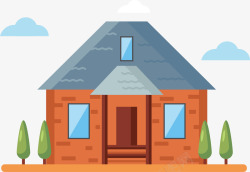 平面扁平化素材扁平化房屋别墅建筑插图高清图片