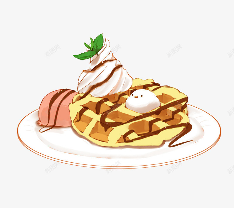 华夫饼小鸡png免抠素材_新图网 https://ixintu.com waffle 卡通 可爱 小鸡崽 手绘 甜点 萌 蛋糕 面包 食品 食品海报插画 食物
