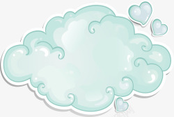蓝色卡通白边云朵七夕情人节素材