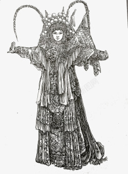 穿戏服的墨水画墨水画人物高清图片