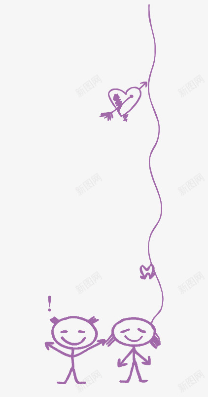 情侣简笔画png免抠素材_新图网 https://ixintu.com 情人节 情侣 爱心 紫色简笔画