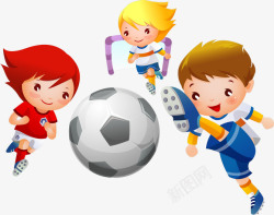 卡通儿童日常活动踢足球的小孩高清图片