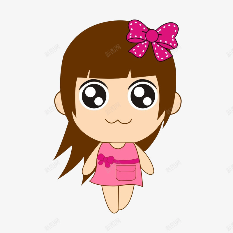 戴粉红色的发卡的女生png免抠素材_新图网 https://ixintu.com 人物 卡通 女孩 手绘 美丽