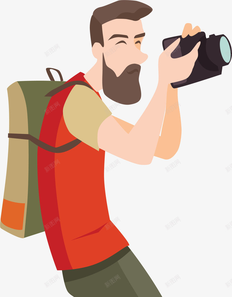 人物插画拍照的男人png免抠素材_新图网 https://ixintu.com 人物插画 开心 拍照小人 拍照的男人 旅游 旅行 背着背包