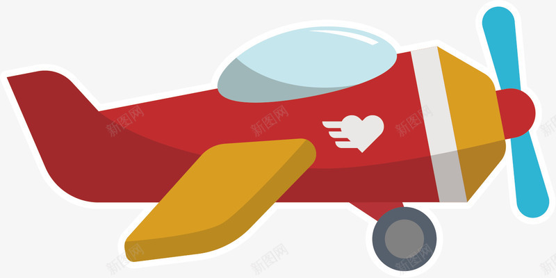 小孩玩具飞机矢量图ai免抠素材_新图网 https://ixintu.com 创意 娱乐 玩具 男孩 科技 红色 飞机 矢量图