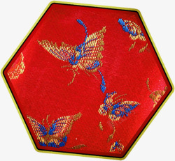 红色蝴蝶刺绣毛笔字素材
