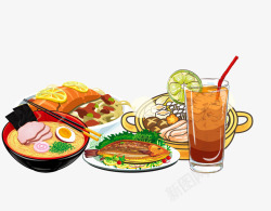 碗筷手绘手绘美食饮料插画高清图片
