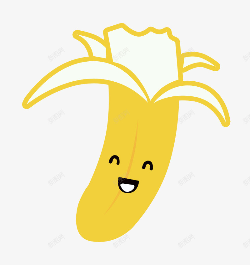 卡通笑脸香蕉png免抠素材_新图网 https://ixintu.com 卡通 可爱 笑脸 香蕉 黄色