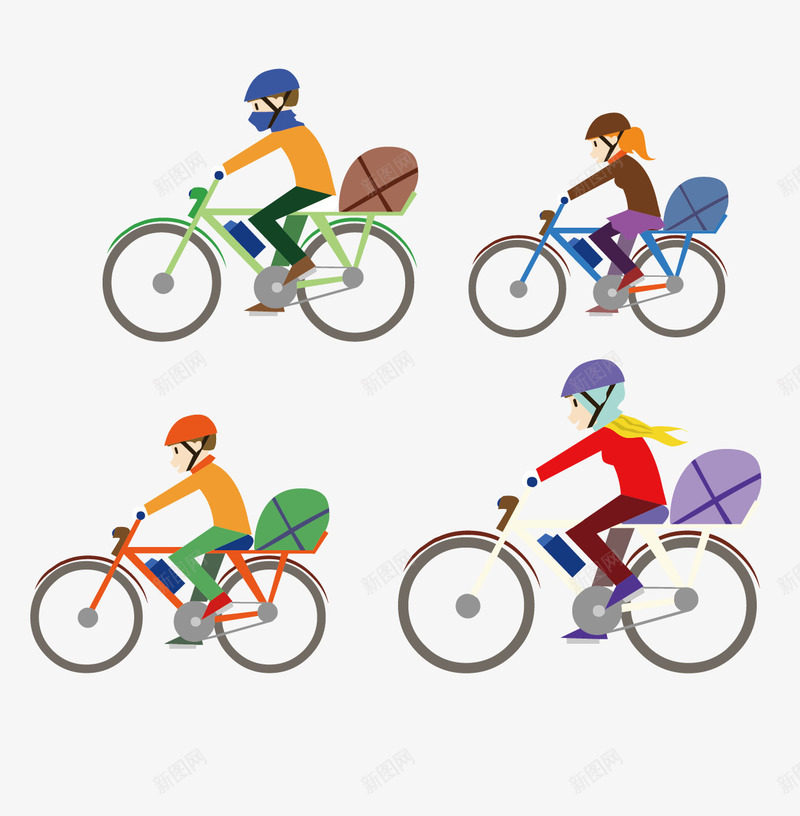骑着自行车旅行的男女png免抠素材_新图网 https://ixintu.com 女生 旅行 男生 自行车 车