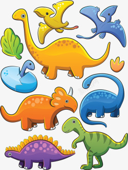 矢量小动物合集卡通手绘恐龙合集高清图片