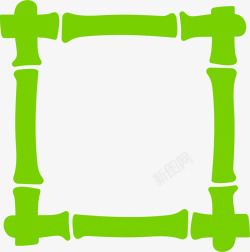 竹节边框手绘绿色竹子边框高清图片