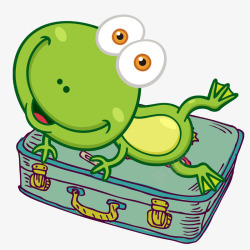 绿色箱包创意旅行青蛙素材