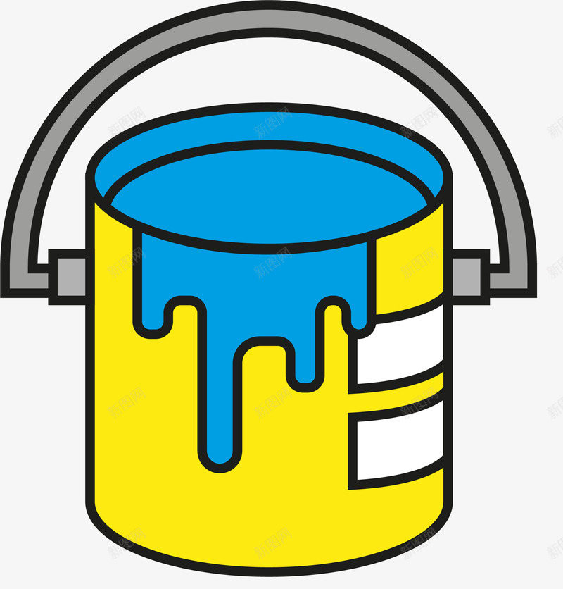 黄色卡通油漆桶矢量图ai免抠素材_新图网 https://ixintu.com 卡通油漆桶 卡通风格 扁平油漆桶 扁平风格 矢量扁平油漆桶 黄色 矢量图