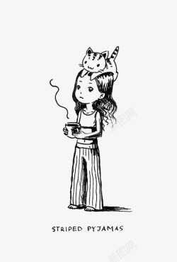 一杯热咖啡矢量插画卡通女孩高清图片
