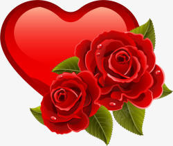 浪漫情人节红色心玫瑰花矢量图素材