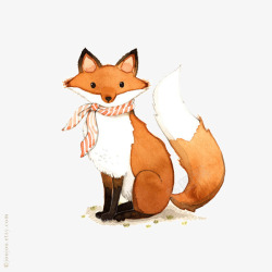 狐狸先生水彩插画素材
