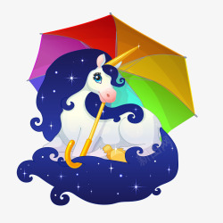 创意小马打着彩虹伞的小马高清图片