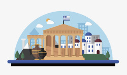 卡通希腊神希腊神庙建筑物高清图片