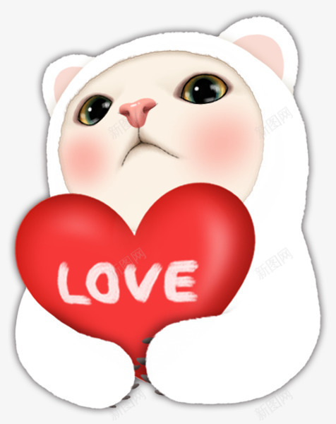 抱心的小猫png免抠素材_新图网 https://ixintu.com 动物 小猫 矢量装饰 红色的心 装饰