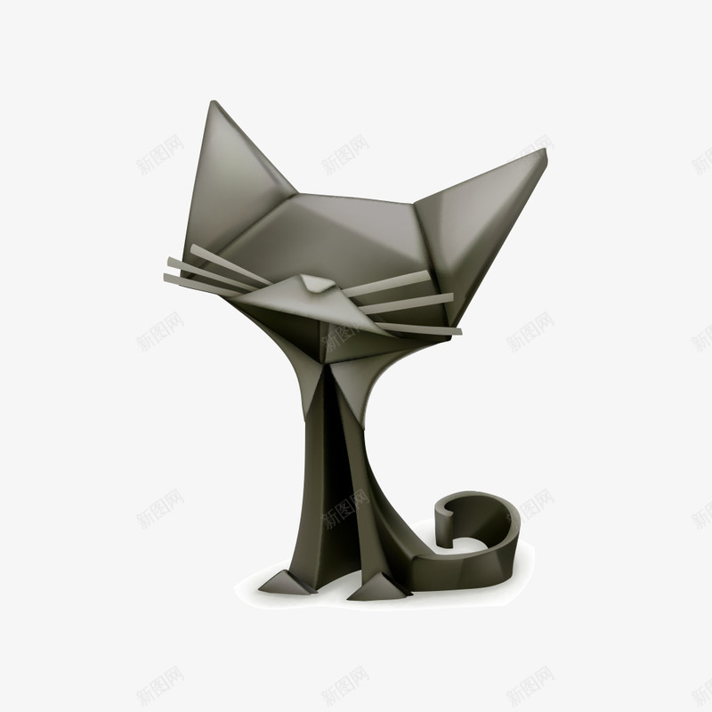 折纸猫咪png免抠素材_新图网 https://ixintu.com 可爱 坐着的猫咪 小猫 折纸 折纸状猫咪 猫 猫咪 猫咪创意设计 猫咪尾巴 立体感 黑色的猫 黑色科技感猫咪