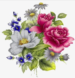 欧式英伦手绘唯美花朵图案高清图片