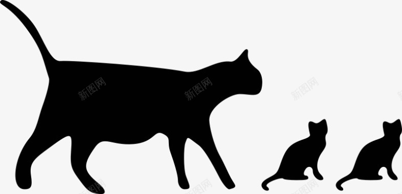 黑色的卡通大猫咪小猫咪图标图标