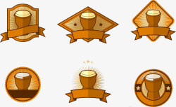 凹版非洲鼓的徽章标志矢量图高清图片