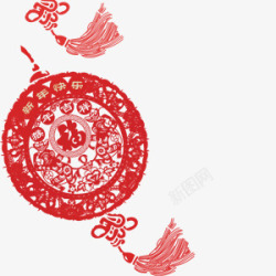 红色中国结福字节日元素素材