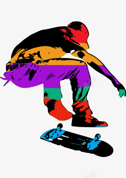 卡通玩滑板运动玩滑板高清图片