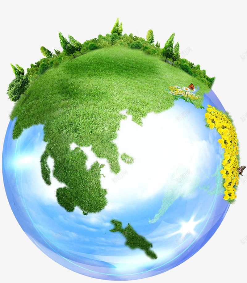 绿化地球png免抠素材_新图网 https://ixintu.com 地球效果图 环保科技 绿化地球 绿化环境